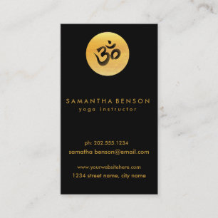 Elegant Gold Circle OM Logo Black Yoga Visitekaartje