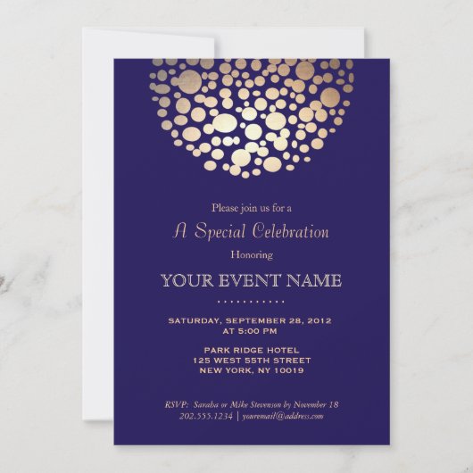 Elegant Gold Circle Sphere Navy Blue Formal Kaart (Voorkant)