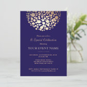 Elegant Gold Circle Sphere Navy Blue Formal Kaart (Staand voorkant)