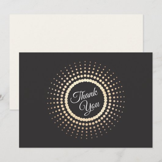 Elegant Gold Circles Black Hartelijk dank Bedankkaart (Voorkant / Achterkant)