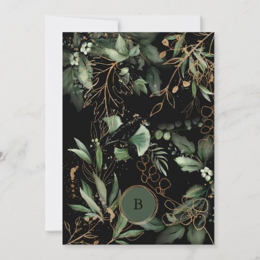 Elegant Gold Circles Eucalyptus Boho Moss Green Kaart (Achterkant)