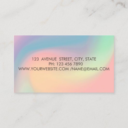 Elegant Gold Circles Lotus Pastel Holographic Visitekaartje (Achterkant)