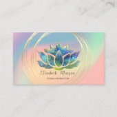 Elegant Gold Circles Lotus Pastel Holographic Visitekaartje (Voorkant)