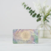 Elegant Gold Circles Lotus Pearl Holographic Visitekaartje (Staand voorkant)