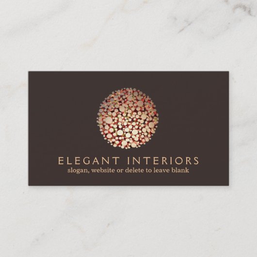 Elegant Gold Circles Sphere Interior Designer 3 Visitekaartje (Voorkant)