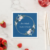Elegant Gold Class Blue Pink Flowers Bloom Weddens Servet (Insitu)