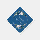 Elegant Gold Class Blue Pink Flowers Bloom Weddens Servet (Hoek)