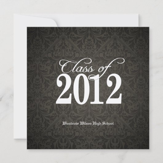 Elegant Gold Class of 2012 Damask Afstuderen Kaart (Voorkant)