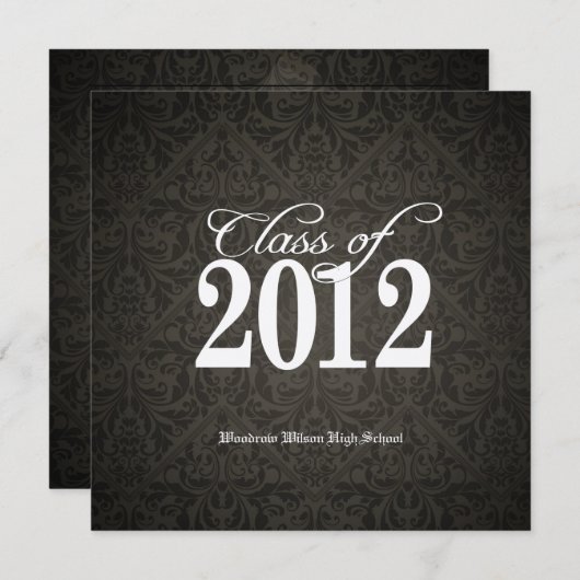 Elegant Gold Class of 2012 Damask Afstuderen Kaart (Voorkant / Achterkant)