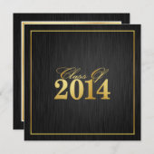 Elegant "Gold" Class of 2014 Afstuderen Invitation Kaart (Voorkant / Achterkant)