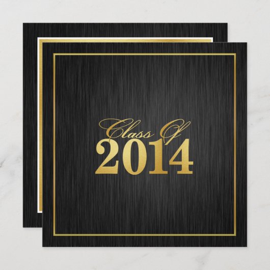 Elegant "Gold" Class of 2014 Afstuderen Invitation Kaart (Voorkant / Achterkant)