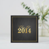 Elegant "Gold" Class of 2014 Afstuderen Invitation Kaart (Staand voorkant)