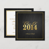 Elegant "Gold" Class of 2014 Afstuderen Invitation Kaart (Voorkant / Achterkant)