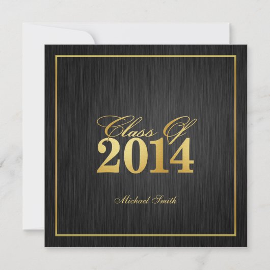 Elegant "Gold" Class of 2014 Afstuderen Invitation Kaart (Voorkant)