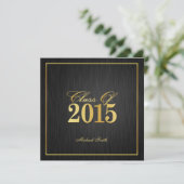 Elegant "Gold" Class of 2015 Afstuderen Invitation Kaart (Staand voorkant)