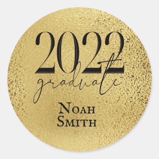 Elegant Gold Class of 2022 Afstuderen Ronde Sticker (Voorkant)