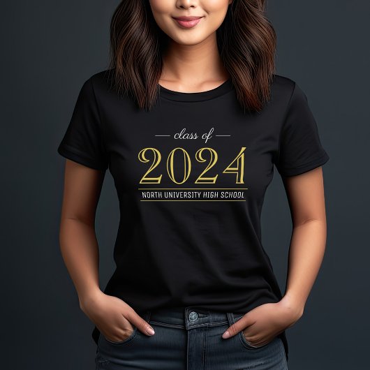 Elegant Gold Class of 2022 Custom Afstuderen T-shirt