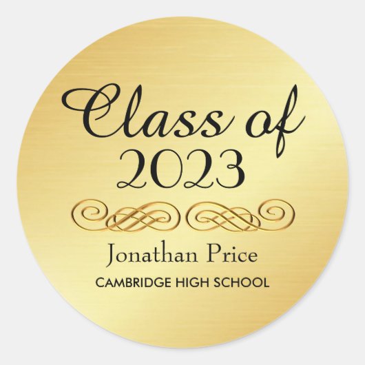 Elegant Gold Class of Afstuderen Envelope Seals Ronde Sticker (Voorkant)