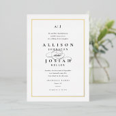 Elegant Gold Classic Black and White Wedding Folie Uitnodiging (Staand Voorkant)