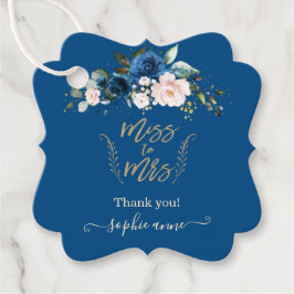 Elegant Gold Classic Blue Floral Vrijgezellenfeest Bedankjes Labels