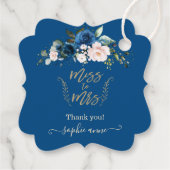 Elegant Gold Classic Blue Floral Vrijgezellenfeest Bedankjes Labels (Achterkant)