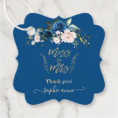 Elegant Gold Classic Blue Floral Vrijgezellenfeest Bedankjes Labels (Voorkant)