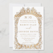 Elegant Gold Classic Lijst Monogram Kaart (Voorkant)