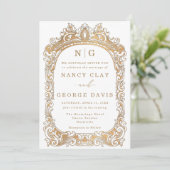 Elegant Gold Classic Lijst Monogram Kaart (Staand voorkant)