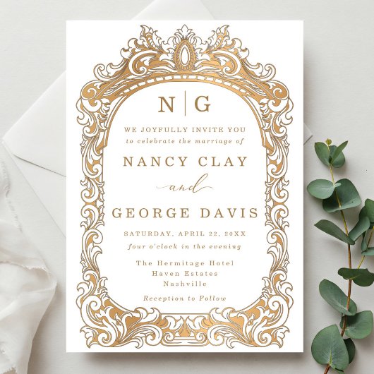 Elegant Gold Classic Lijst Monogram Kaart