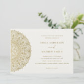 Elegant Gold Classic  Mandala Wedding Invite Bedankkaart (Staand voorkant)