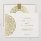 Elegant Gold Classic  Mandala Wedding Invite Bedankkaart (Voorkant / Achterkant)
