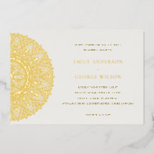 Elegant Gold Classic  Mandala Wedding Invite