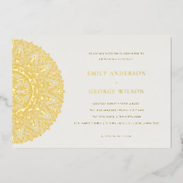 Elegant Gold Classic Mandala Wedding Invite Folie Uitnodiging