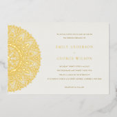 Elegant Gold Classic  Mandala Wedding Invite Folie Uitnodiging (Voorkant)