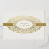 Elegant Gold Classic  Mandala Wedding Invite Folie Uitnodiging (Achterkant)