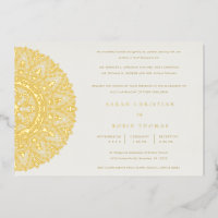 Elegant Gold Classic  Mandala Wedding Invite