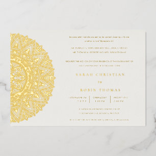 Elegant Gold Classic  Mandala Wedding Invite Folie Uitnodiging
