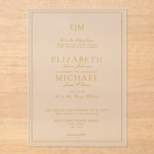 Elegant Gold Classic Script Monogram Weddenschap Acryl Uitnodigingen (Voorkant)