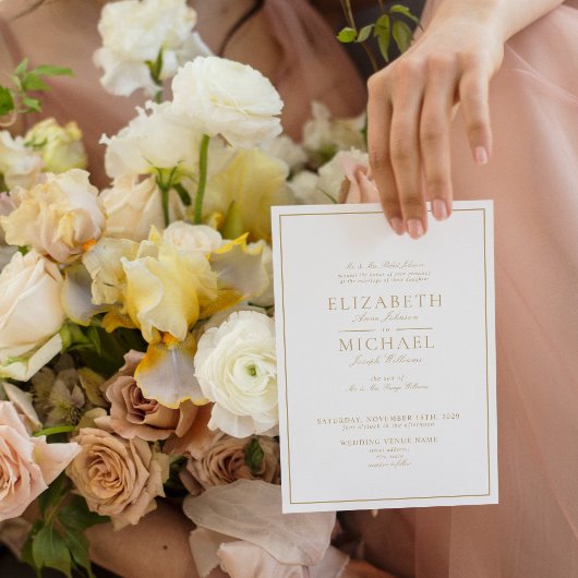 Elegant Gold Classic Script Wedding Kaart