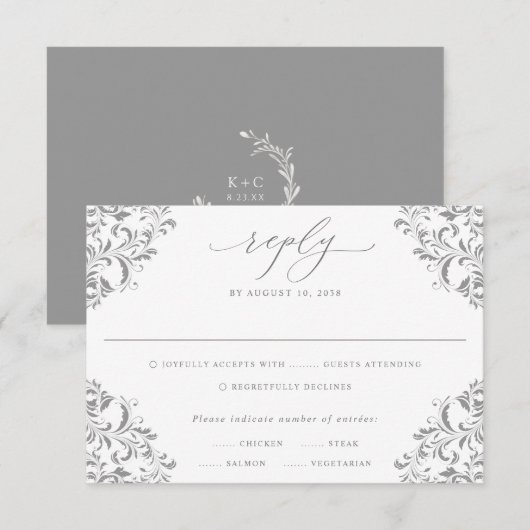 Elegant Gold  Classic Wedding RSVP Kaart (Voorkant / Achterkant)