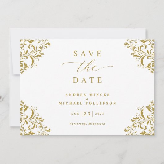 Elegant Gold Classic Wedding Save The Date (Voorkant)