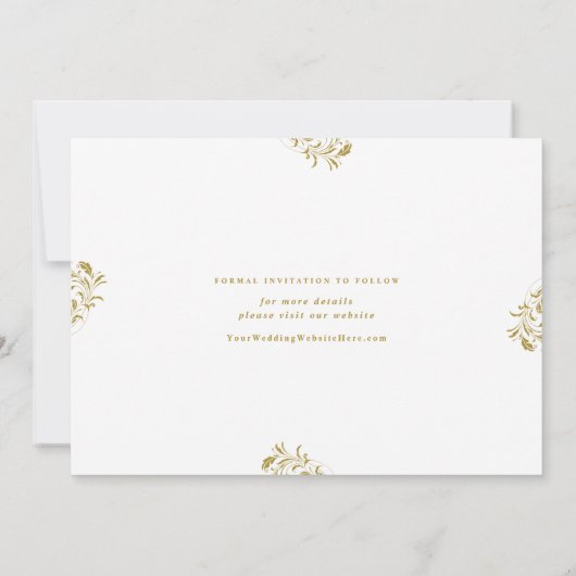 Elegant  Gold Classic Wedding Save The Date (Achterkant)