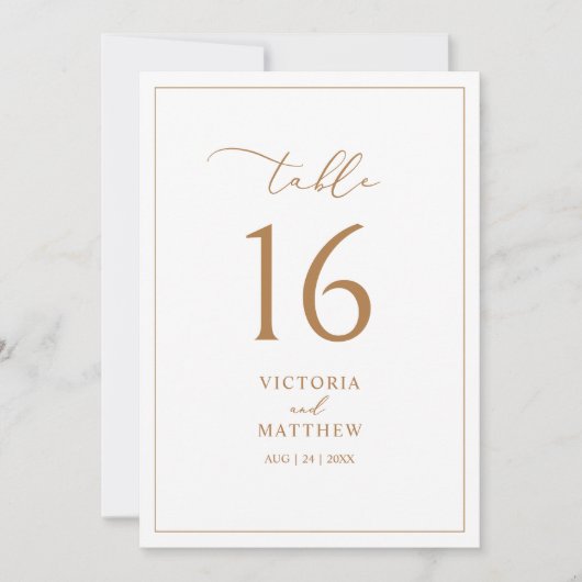 Elegant Gold Clean minimalistisch tafelnummer (Voorkant)