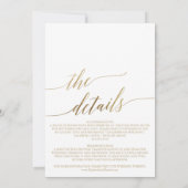 Elegant Gold | Cocktail Hour en Details Wedding Kaart (Achterkant)