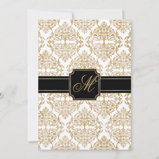Elegant Gold Color Flourand en Damask Kaart (Achterkant)
