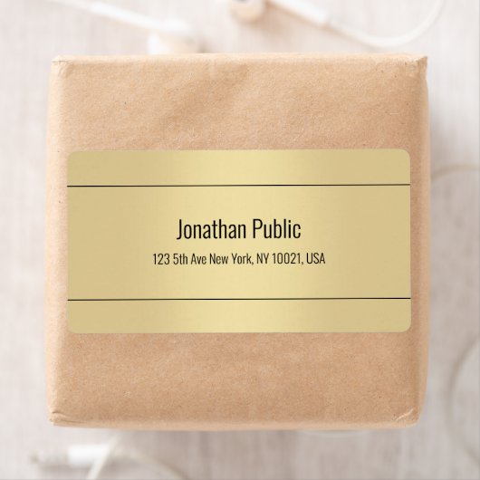 Elegant Gold Colour Simple Design Sjabloon Shippin Etiket (Insitu)