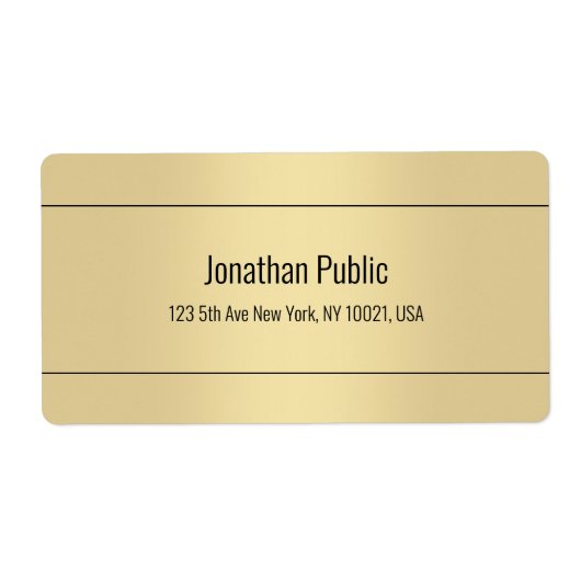 Elegant Gold Colour Simple Design Sjabloon Shippin Etiket (Voorkant)