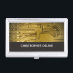 Elegant Gold Computer Circuit Board High-Tech Visitekaarthouder<br><div class="desc">Visitekaartjes houder met professionele studio-foto van een computerprintplaat. U kunt het met visitekaartjes aanpassen.</div>