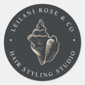 Elegant Gold Conch Shell op maat Ronde Sticker (Voorkant)