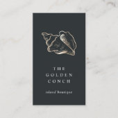 Elegant Gold Conch Shell Verticaal Visitekaartje (Voorkant)